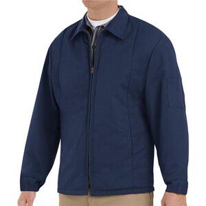 Mens Work Jacket Quilted Lined Hip Length Utility Sleeve Pockets Warm Durable